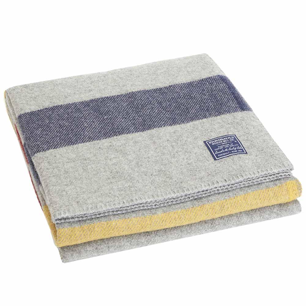 Faribault Woolen Mill Wool Camp Blanket Revival Stripe Stripe Size Queen