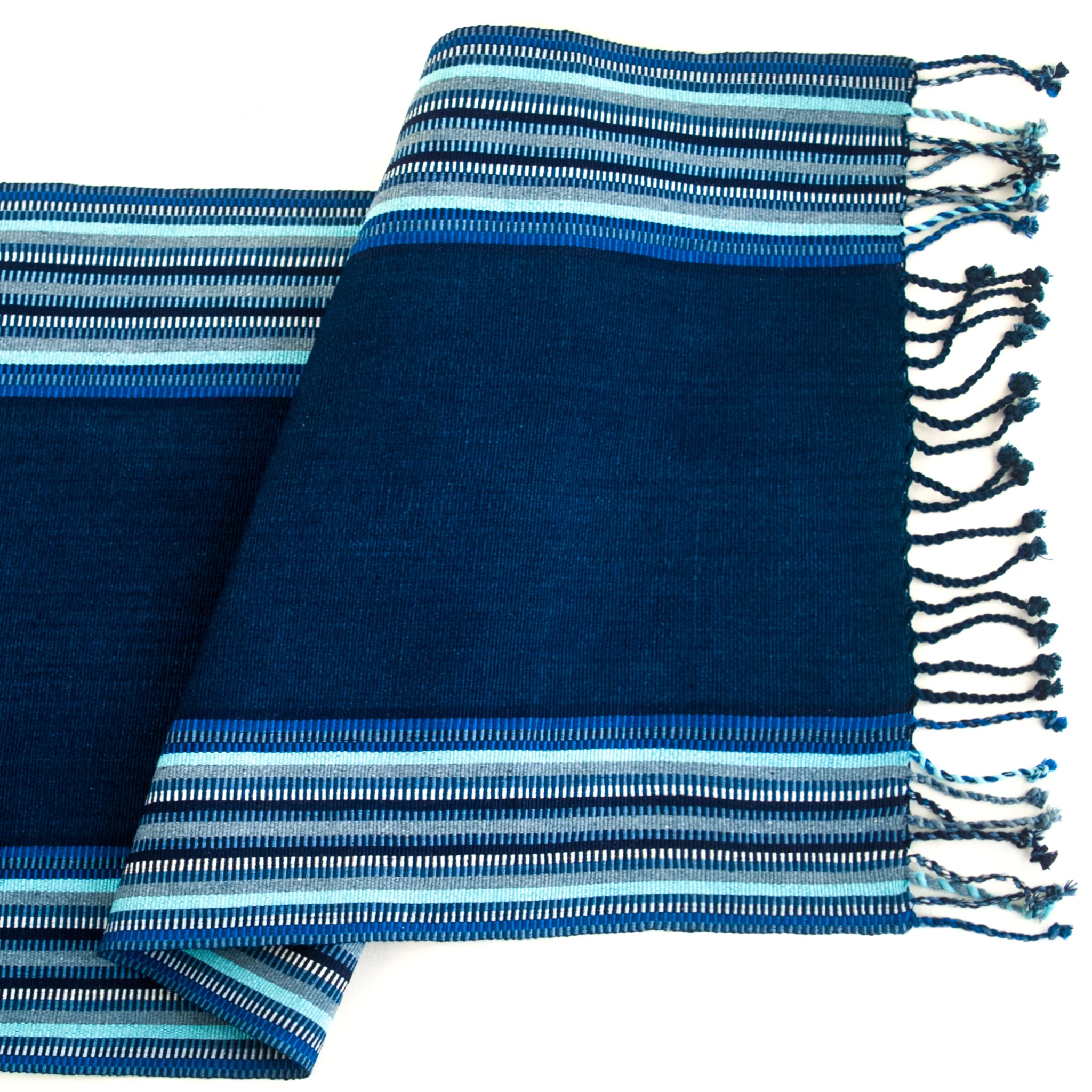 Jenny Krauss Table Runner Handwoven Geometric Indigo 72"